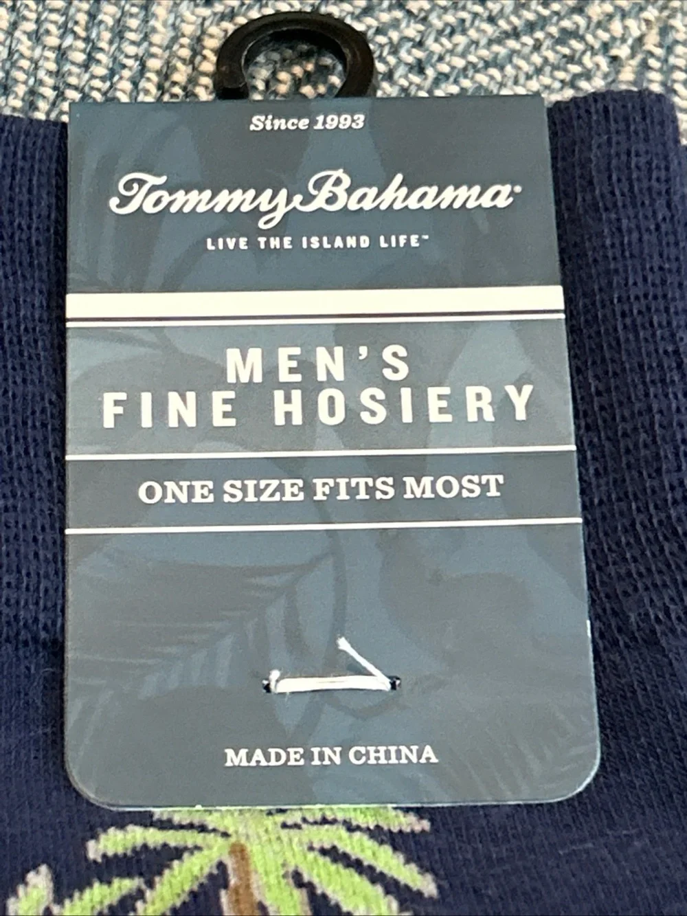 Tommy Bahama Men's Crew Socks-Hibiscus Flowers, Palm Trees, and Martini Glass
